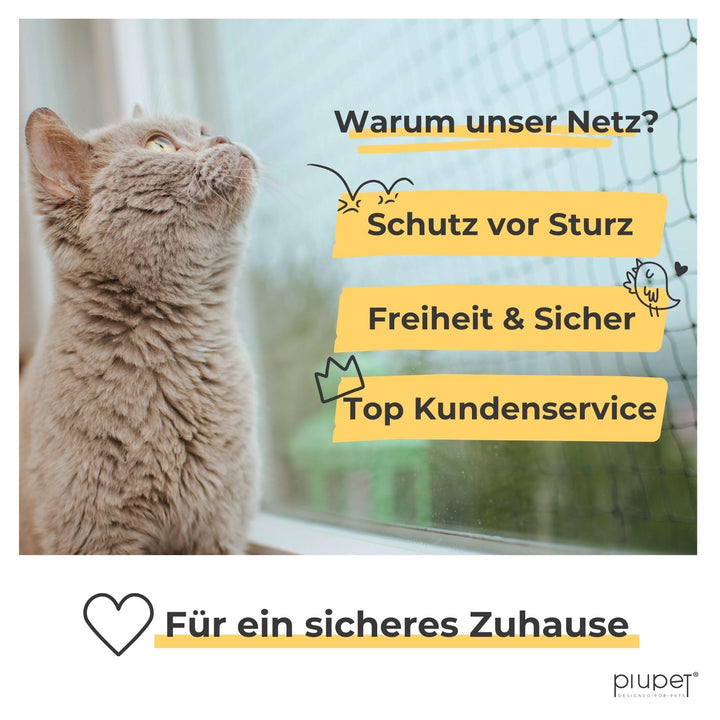 Katzennetz Balkon drahtverstärkt 4x3m schwarz UV-beständig - Bild 6