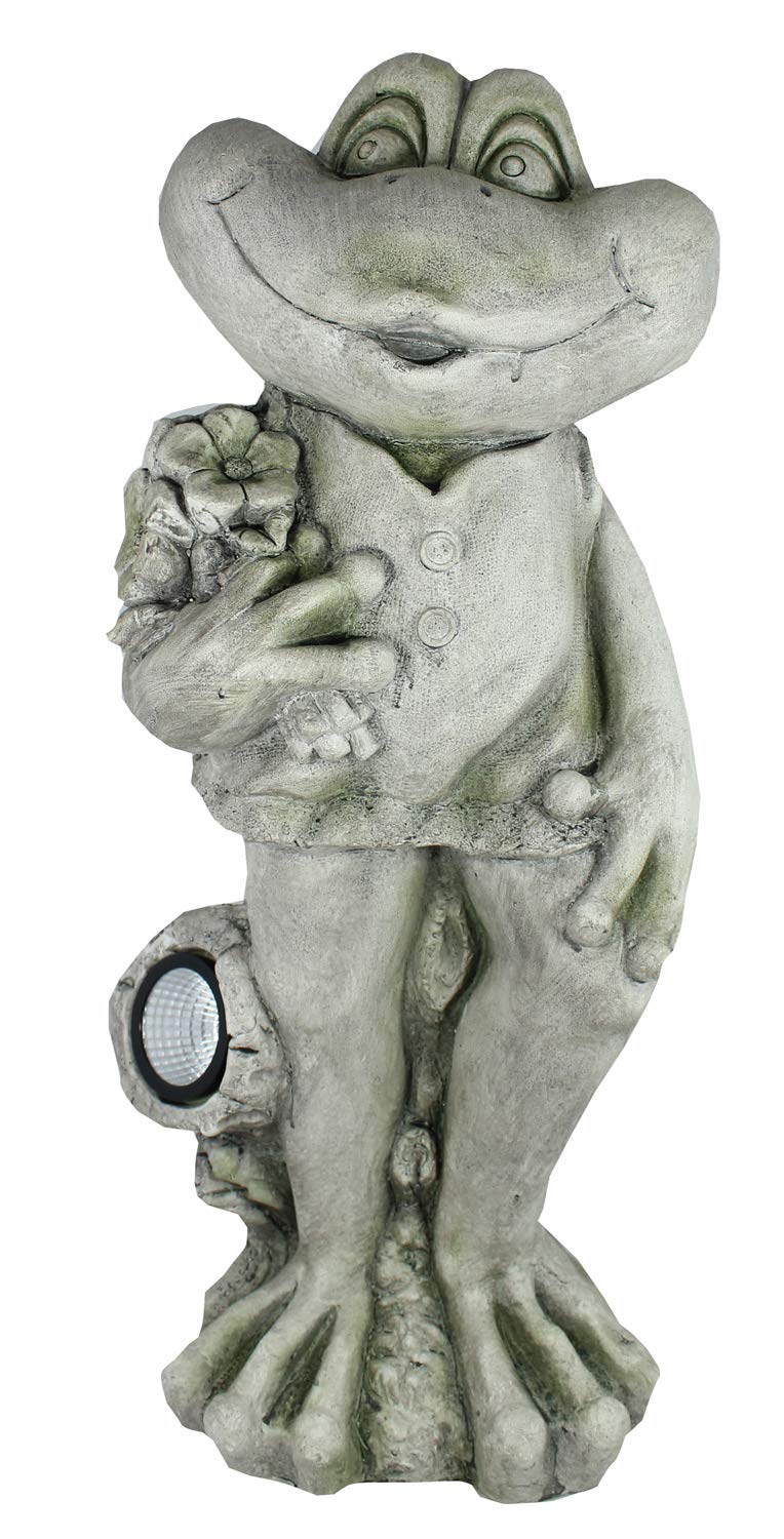 Solar Gartenfigur Frosch 66 cm Magnesia Steinoptik LED Dämmerungssensor - Bild 4