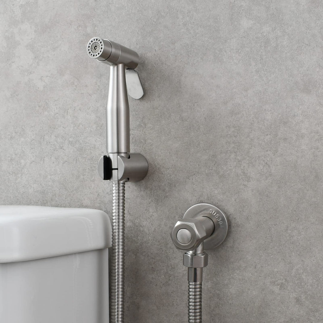 Bidet-Handbrause WC Komplett-Set Edelstahl gebürstetes Nickel - Bild 2
