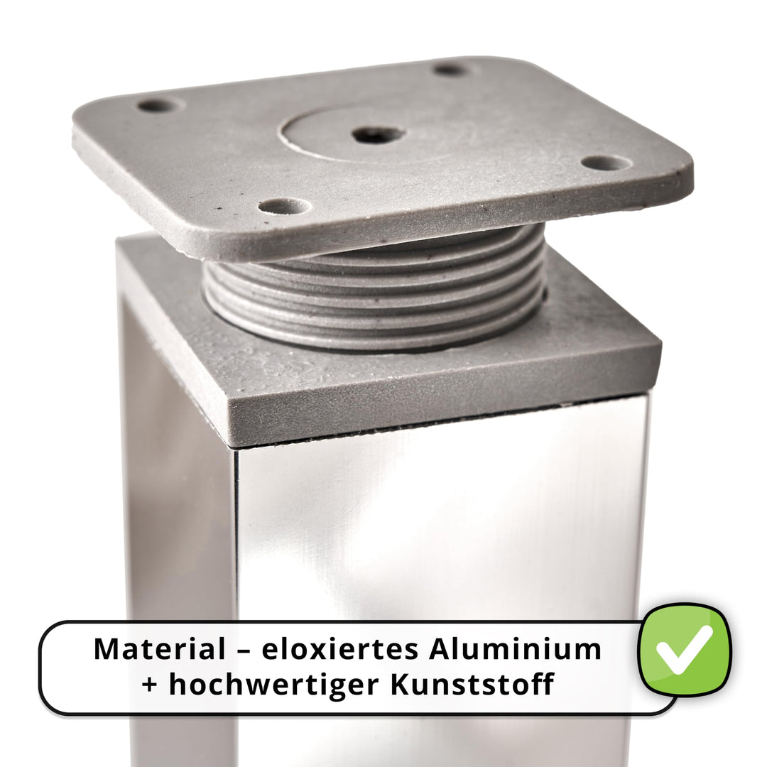 Möbelfüsse Aluminium verstellbar 120 mm 8er-Set schwarz - Bild 3