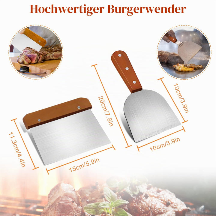 Grillspachtel-Set Edelstahl 9-teilig für Plancha und Teppanyaki - Bild 3