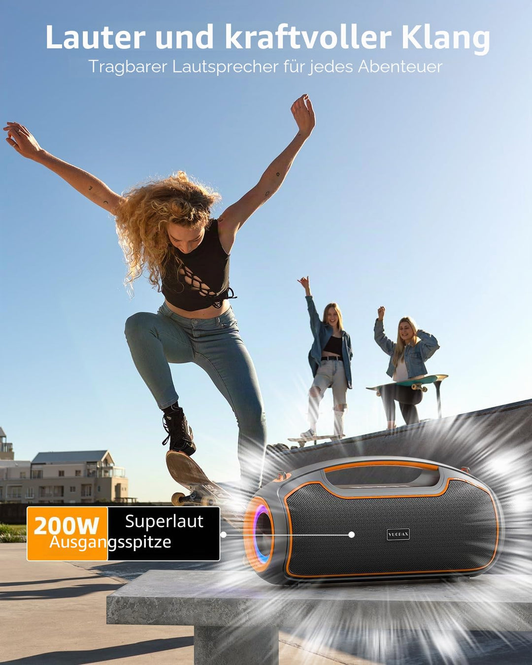 Bluetooth Lautsprecher 120W mit Subwoofer IP65 24h Akku outdoor - Bild 4