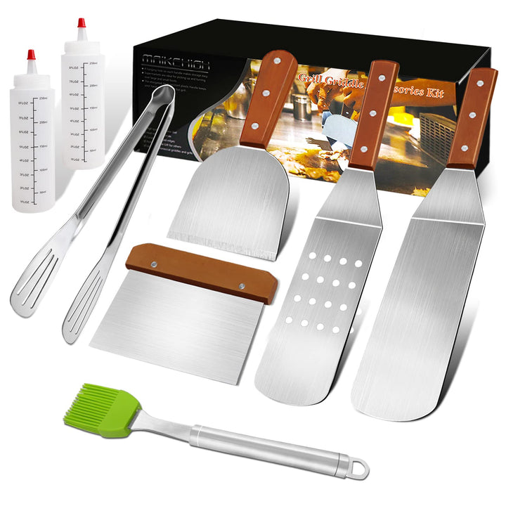 Grillspachtel-Set Edelstahl 9-teilig für Plancha und Teppanyaki