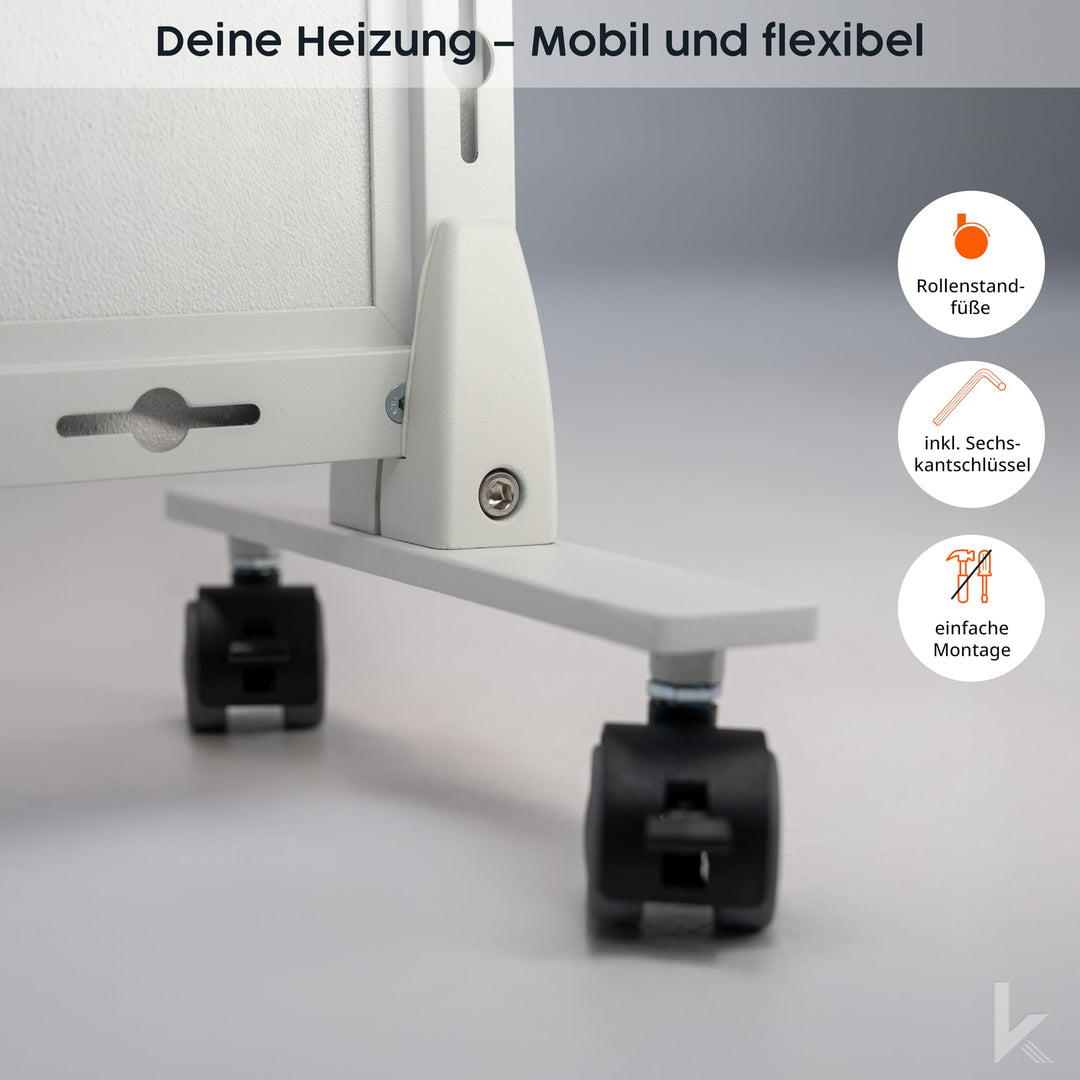 Infrarotheizung Standgerät 1000 W mit Thermostat &amp; Rollen mobil - Bild 7