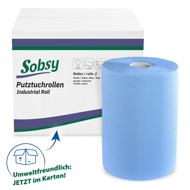 Papierrolle Industrie 2-lagig 1000 Blatt 37x36 cm blau 2er-Set - Bild 2