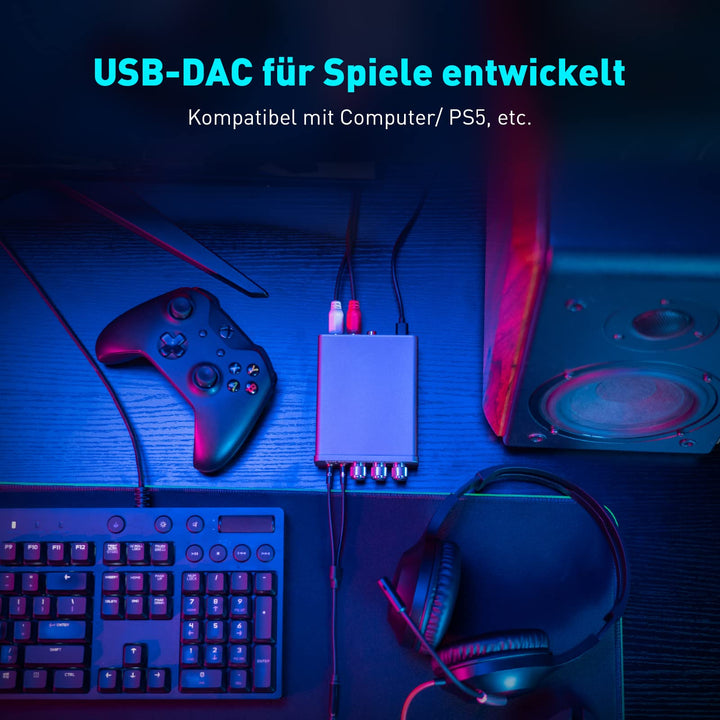 DAC Kopfhörerverstärker USB-C/Optisch/Koaxial 24bit/192kHz Gaming HiFi - Bild 3