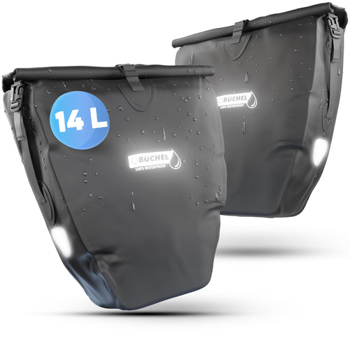 Fahrradtaschen Gepäckträger 2er-Set 14L wasserdicht mit Schultergurt