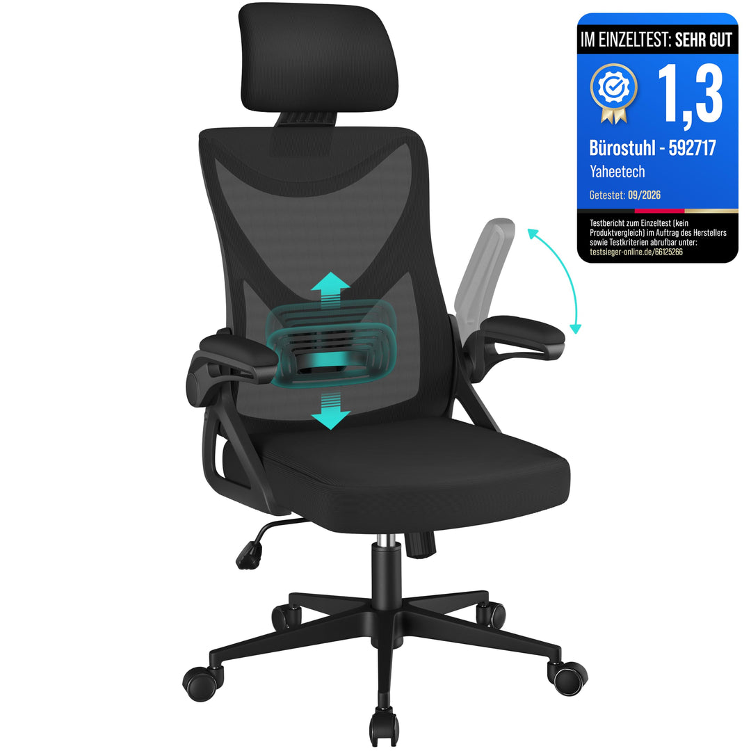 Bürostuhl Ergonomisch mit Kopfstütze Schwarz bis 150 kg - Bild 2