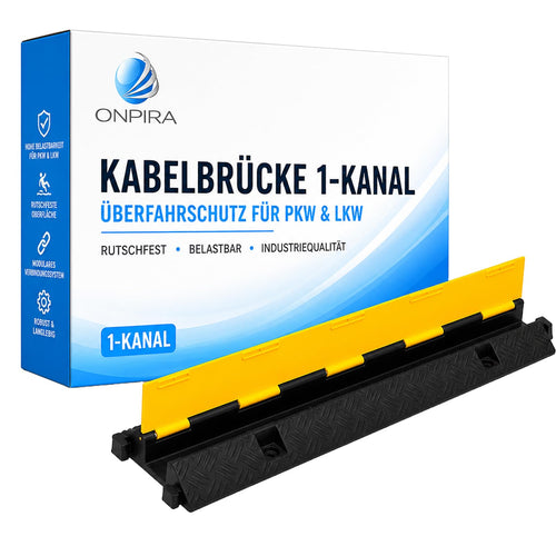 Kabelbrücke 1-Kanal Hartgummi 100cm – Überfahrschutz bis 7,5 t