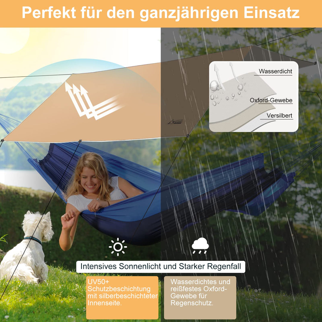 Camping Tarp 4x3m wasserdicht Ripstop Polyester mit Zubehör - Bild 3