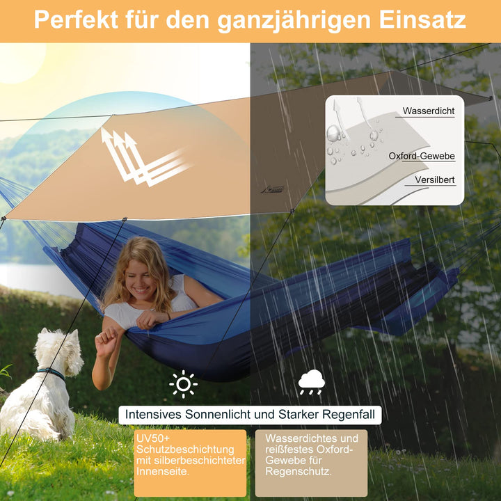 Camping Tarp 4x3m wasserdicht Ripstop Polyester mit Zubehör - Bild 3