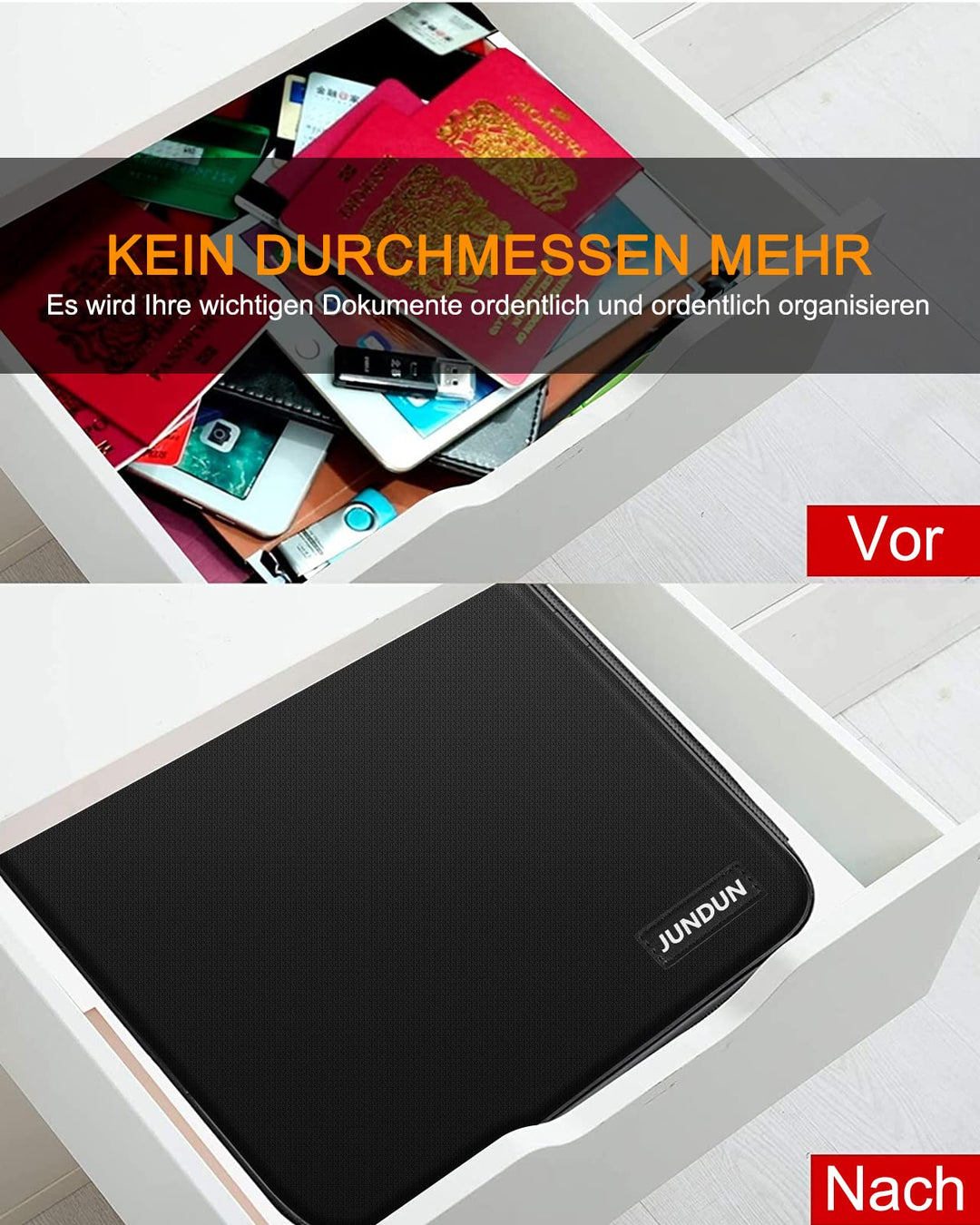 Feuerfeste Dokumentenbox mit Zahlenschloss 36x27x10 cm schwarz - Bild 6