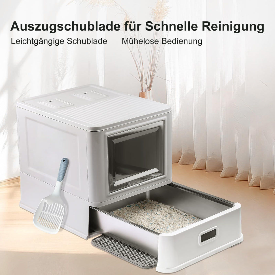 Geschlossene Katzentoilette Edelstahl XL mit Schublade und Matte - Bild 4