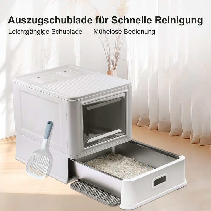 Geschlossene Katzentoilette Edelstahl XL mit Schublade und Matte - Bild 4