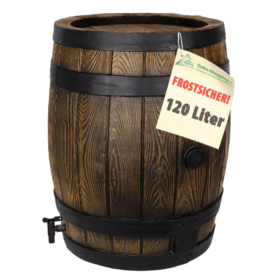 Regentonne Eichenfass-Optik 120 L PE-Kunststoff mit Auslaufhahn - Bild 3