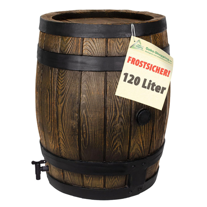 Regentonne Eichenfass-Optik 120 L PE-Kunststoff mit Auslaufhahn - Bild 3