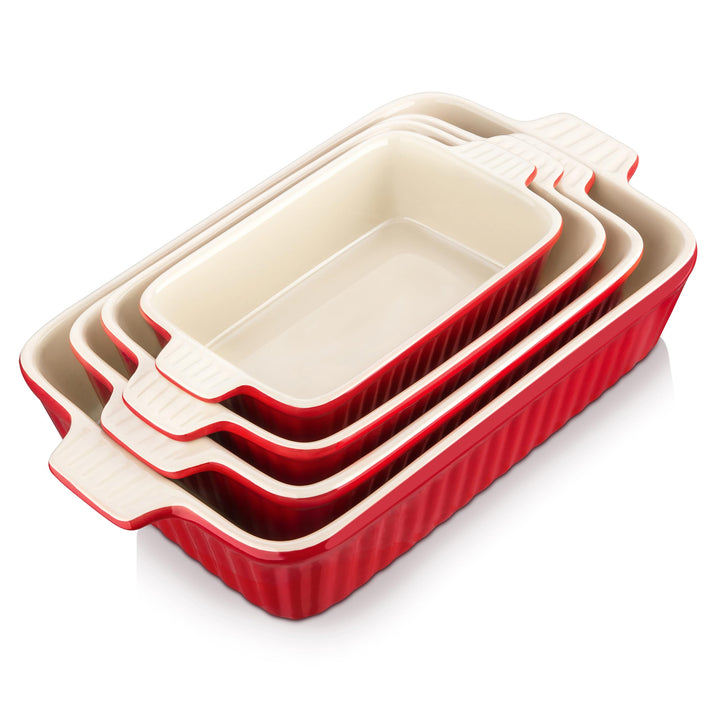 Auflaufformen Set Keramik 4-teilig Rot 24–37 cm Ofenform