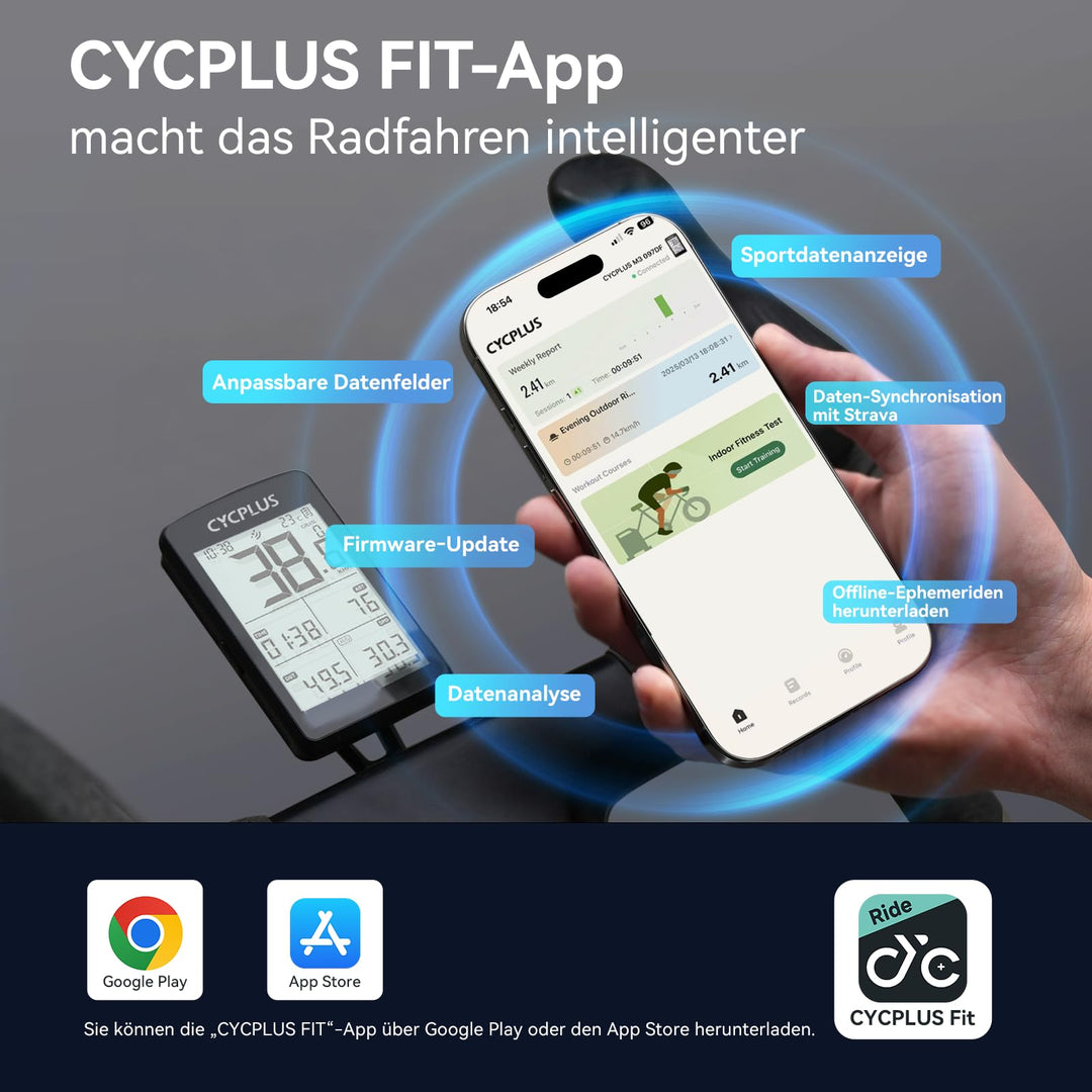 GPS Fahrradcomputer Bluetooth ANT+ 2,8 Zoll 100h Akku IPX7 - Bild 7