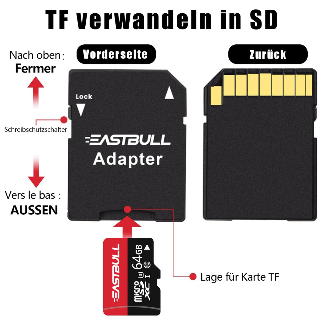 Micro SD Karte 64GB Set 3x microSDHC mit SD-Adapter U1 C10 V10 - Bild 4