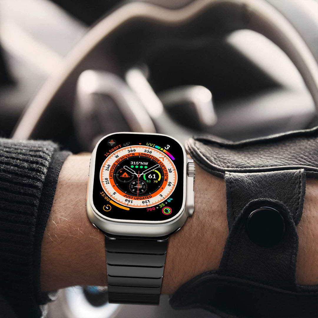 Edelstahl Gliederarmband Apple Watch 49/46/45/44mm Schwarz - Bild 6