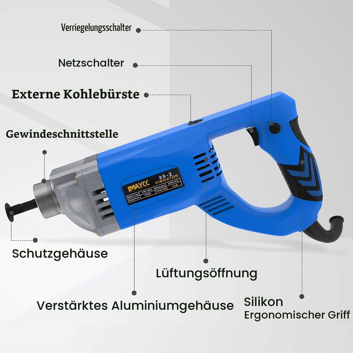 Betonrüttler 1300W mit 2m Kupferschaft für Zementarbeiten - Bild 8