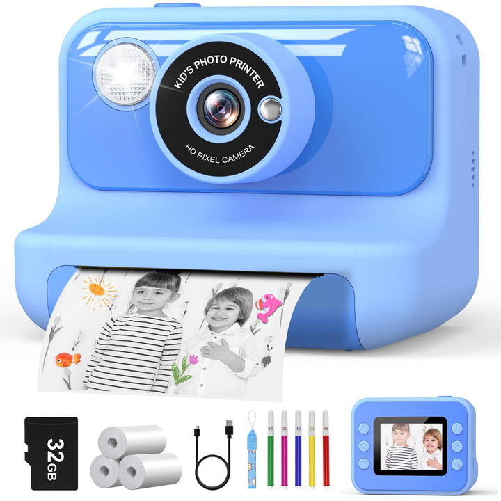 Sofortbildkamera Kinder 1080P mit Druckfunktion 2,4 Zoll 32GB