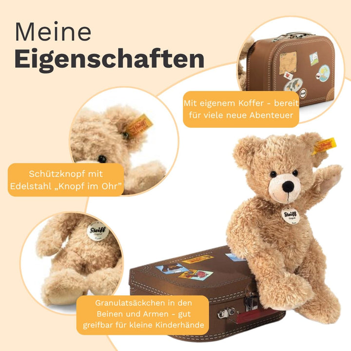 Teddybär mit Koffer Plüsch beige 28 cm für Kinder - Bild 3