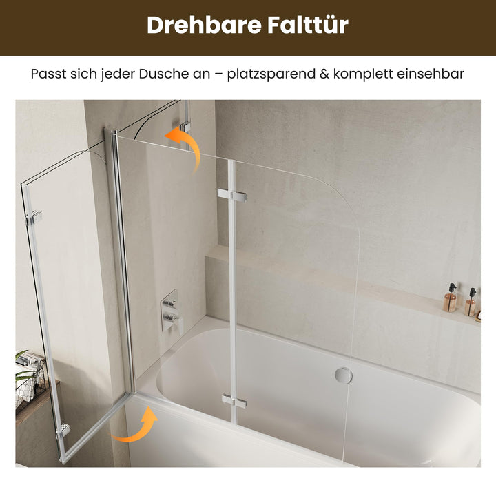 Badewannen-Duschwand 2-teilig faltbar 120x140 cm Nano-Glas 6 mm - Bild 5
