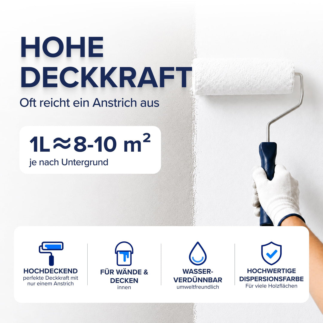 Wandfarbe Weiss matt 5L hochdeckend für Innenräume - Bild 3
