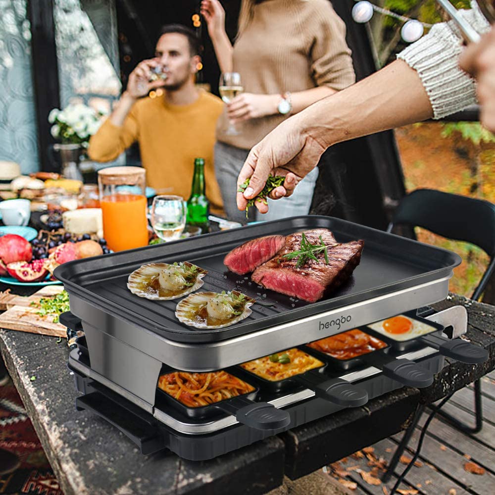 Raclette Grill 8 Personen mit Grillplatte und 8 Pfännchen 1500W - Bild 8