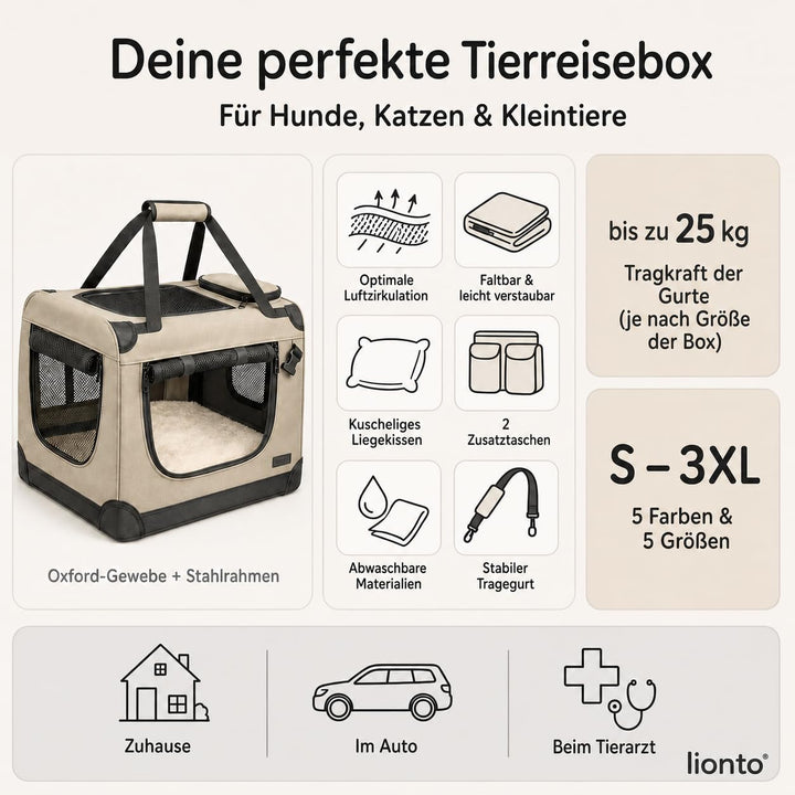 Hundetransportbox faltbar Oxford-Gewebe 82x58x58 cm für Reise &amp; Auto - Bild 7