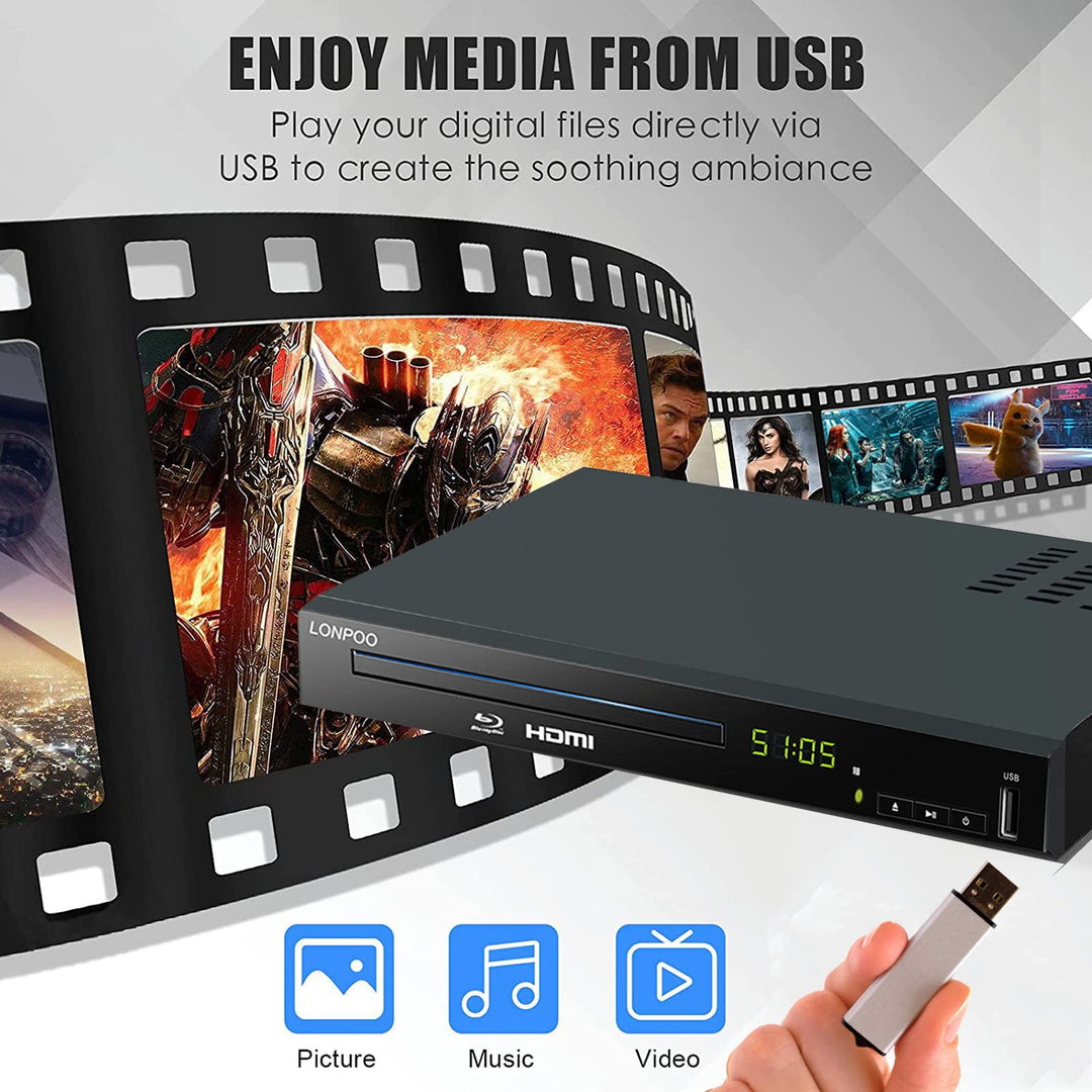 Blu-ray Player 1080p Full-HD mit HDMI, AV, Koaxial, Metallgehäuse - Bild 4