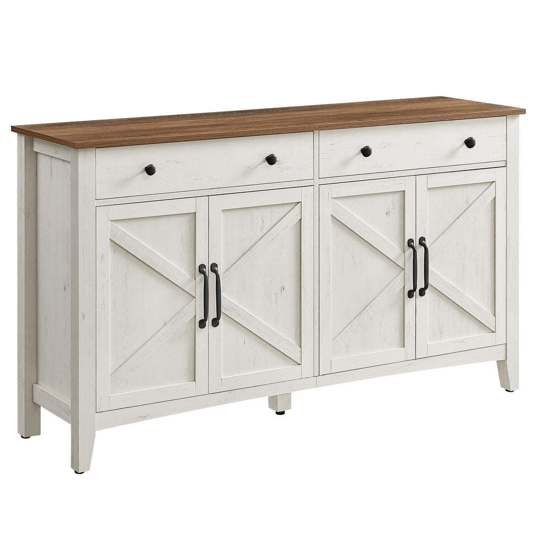 Sideboard mit 2 Türen und Schubladen Vintageweiß Honigbraun 140 cm
