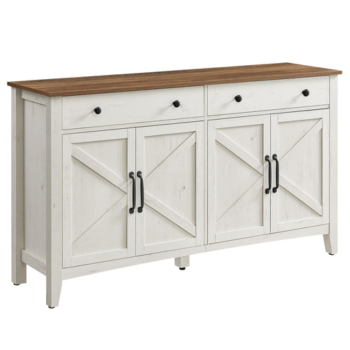 Sideboard mit 2 Türen und Schubladen Vintageweiß Honigbraun 140 cm