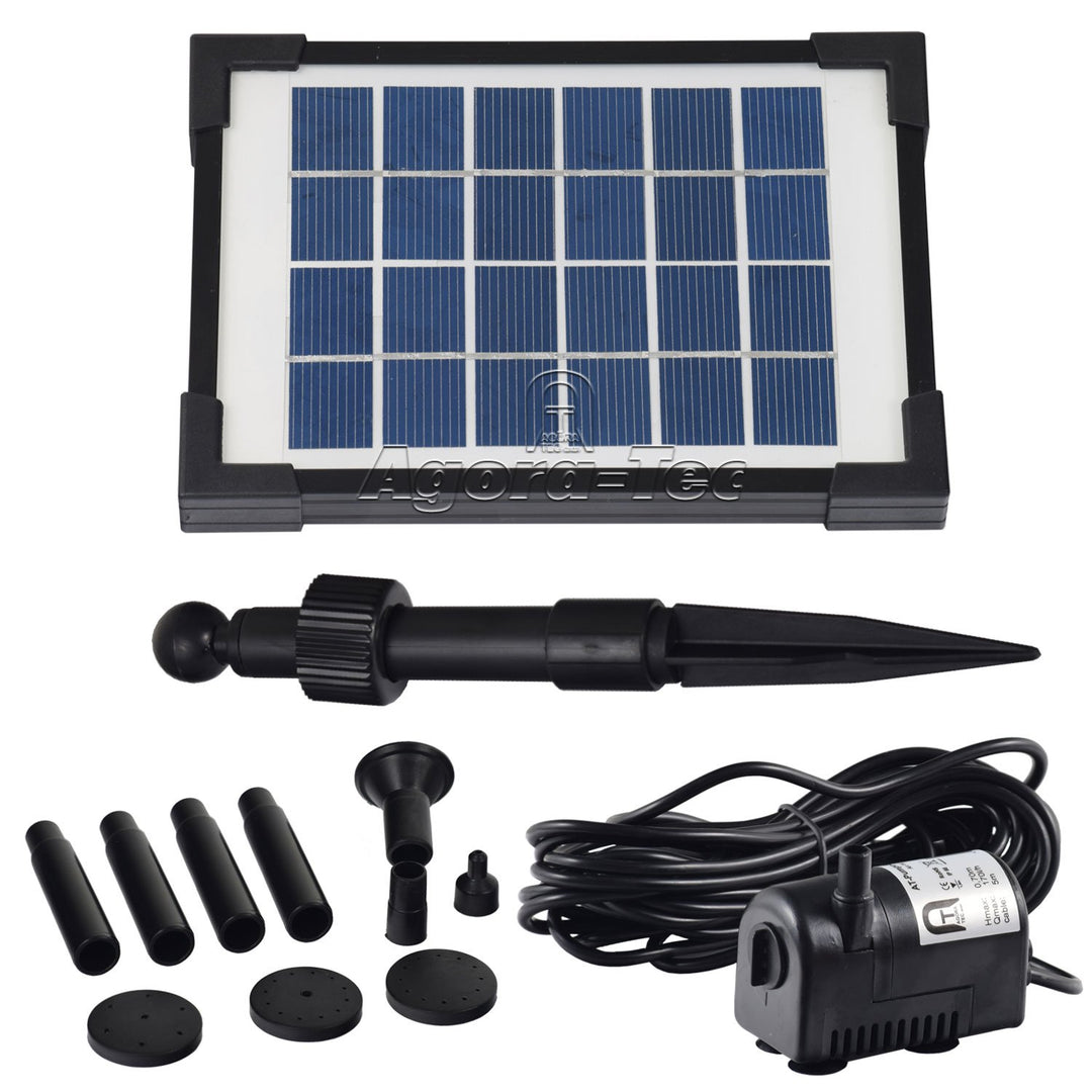 Solar Teichpumpe 2W mit 6 Düsenaufsätzen ohne Akku