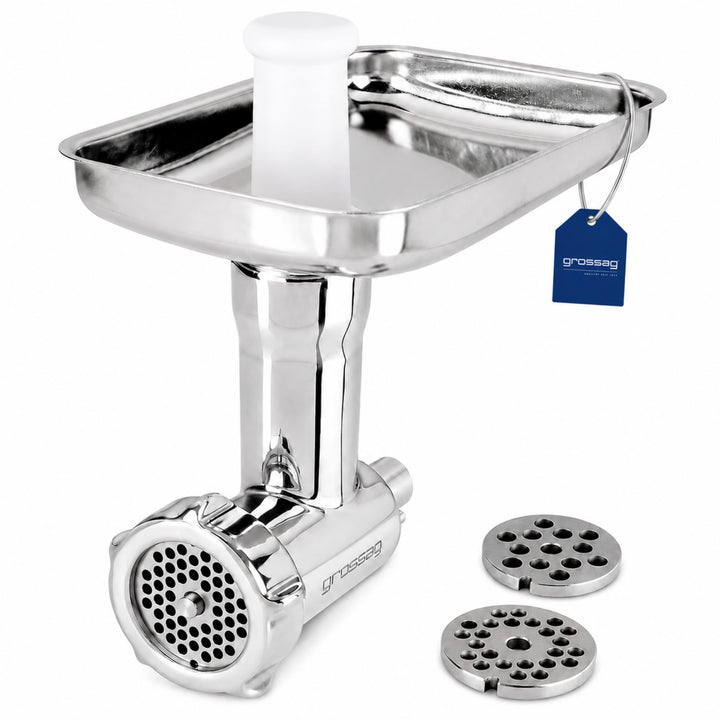 Fleischwolf Aufsatz Edelstahl für KitchenAid mit 3 Lochscheiben