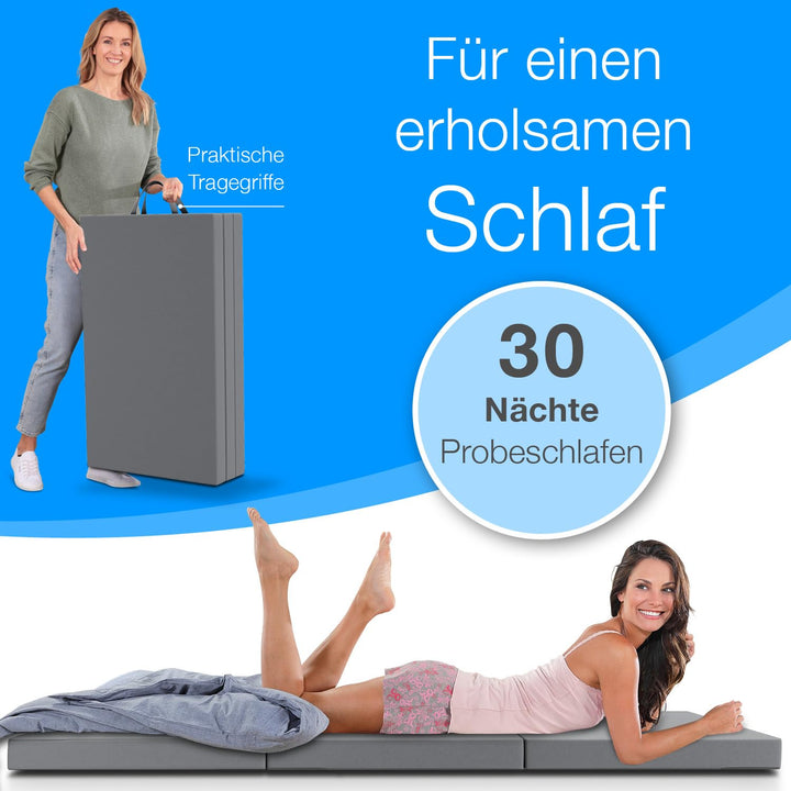 Klappmatratze 120x200 cm 8 cm Höhe Polyester-Bezug waschbar grau - Bild 5
