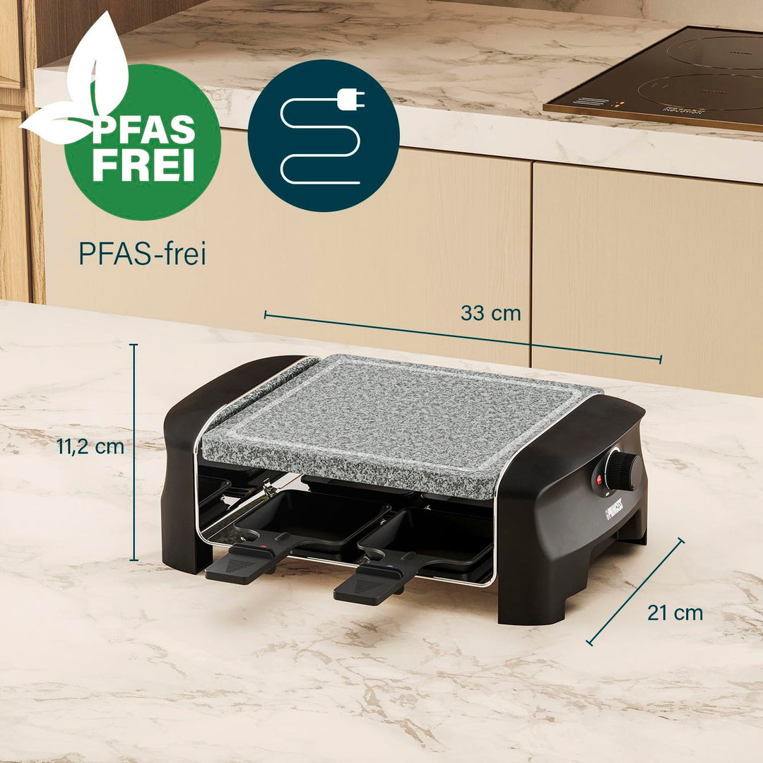 Raclette-Grill Steinplatte 21x21cm 600W fuer 4 Personen - Bild 10