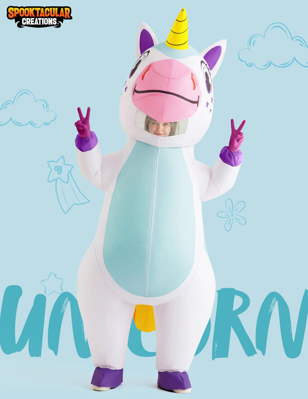 Aufblasbares Einhorn Kostüm Ganzkörper Erwachsene Einheitsgrösse - Bild 2