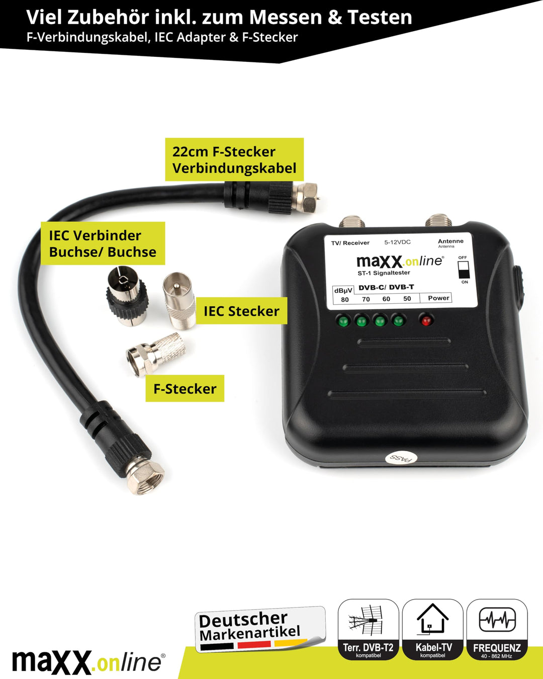 Signaltester DVB-C/DVB-T Kabelfernsehen LED-Anzeige analog/digital - Bild 7