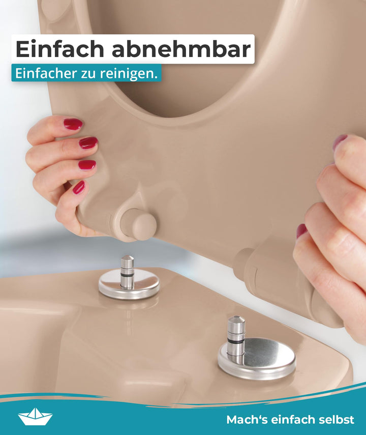 WC Sitz oval Duroplast Beige-Bahamabeige mit Absenkautomatik 250 kg - Bild 4