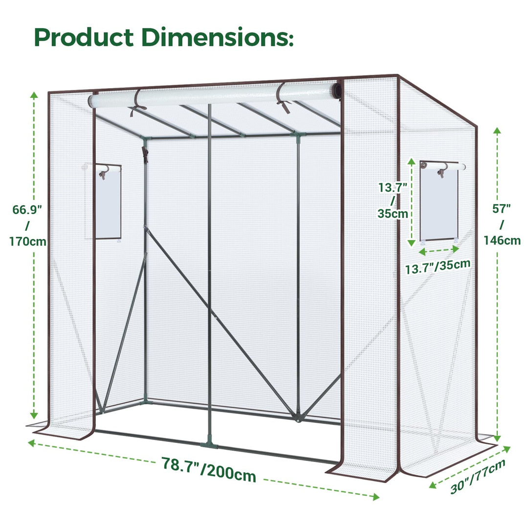 Foliengewächshaus begehbar PE-Abdeckung 200x77x170 cm für Garten - Bild 5