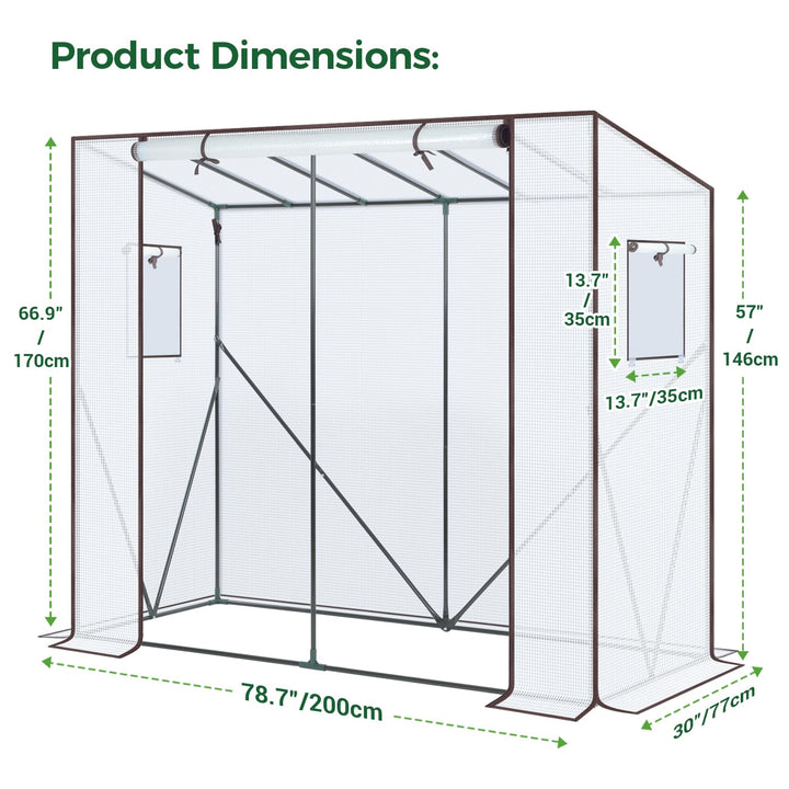 Foliengewächshaus begehbar PE-Abdeckung 200x77x170 cm für Garten - Bild 5