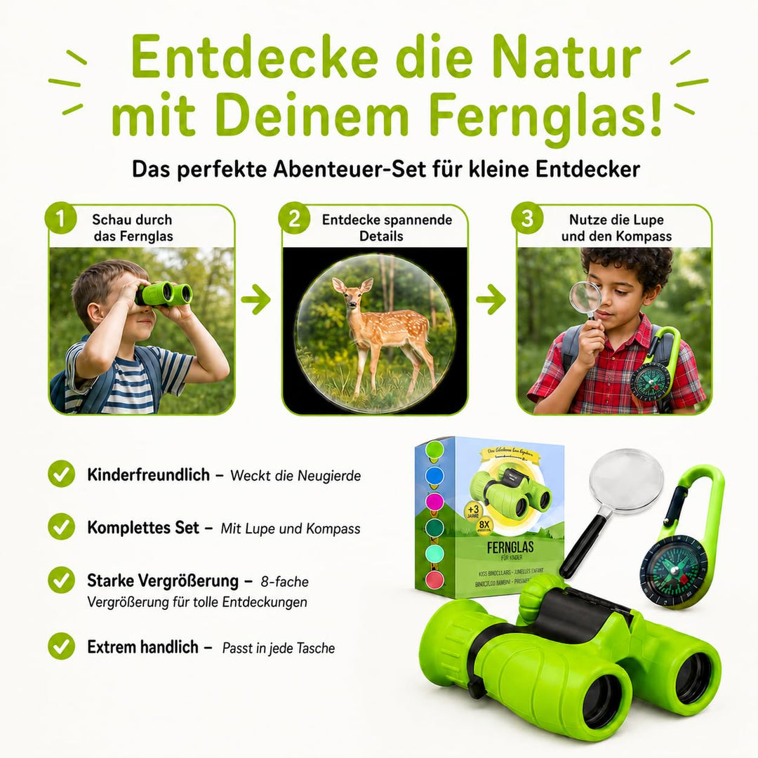 Kinder-Fernglas 8x21 mit Lupe und Kompass grün 3-12 Jahre - Bild 6