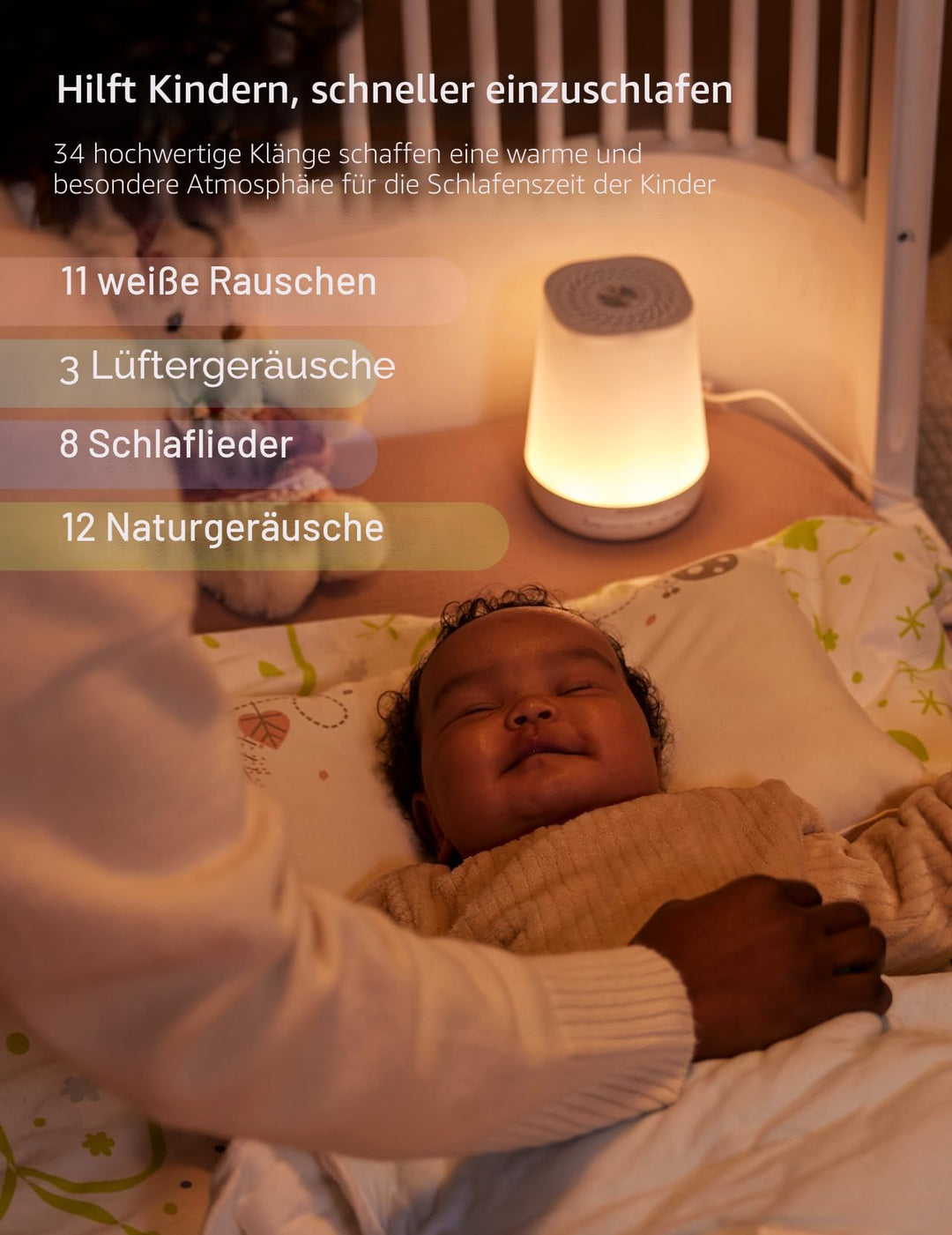 Weissgeräusch-Maschine Baby 34 Sounds Nachtlicht 7 Farben WLAN - Bild 4