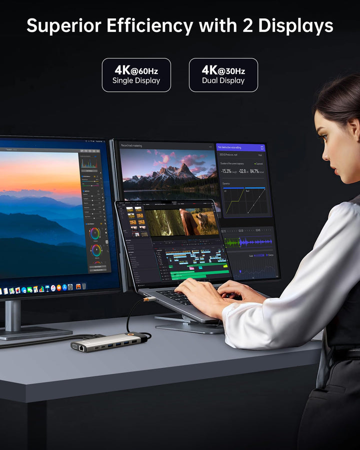 USB-C Docking Station 15-in-1 Triple Display 4K 100W für Laptop - Bild 3