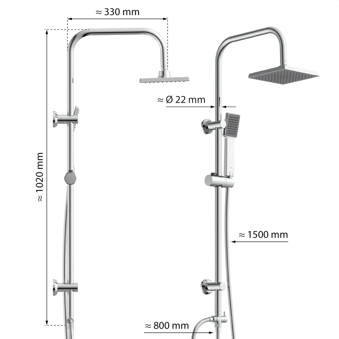 Duschset 2-in-1 Regendusche mit Handbrause ohne Armatur nachrüstbar Chrom - Bild 5