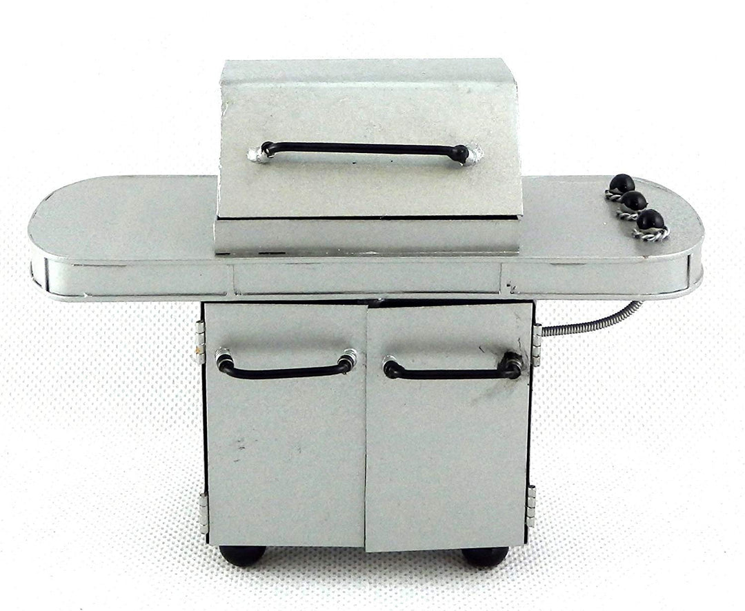 Puppenhaus Miniatur Grill Metall Silber 1:12 Gartenmöbel BBQ - Bild 2