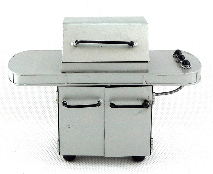 Puppenhaus Miniatur Grill Metall Silber 1:12 Gartenmöbel BBQ - Bild 2