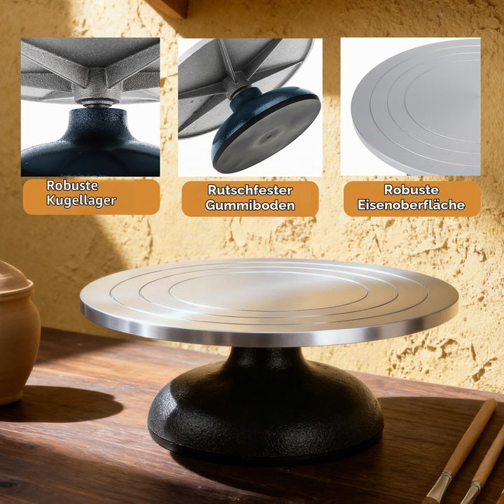 Töpferscheibe drehbar 30cm Eisen mit Kugellager für Keramik - Bild 3